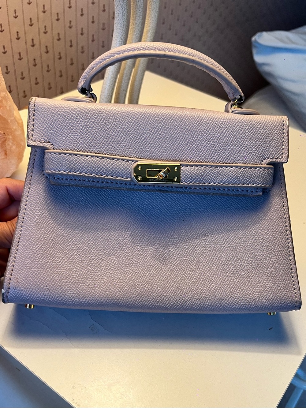 Hermes Mini Top-Handle Bag in Soft Lilac with Gold Hardware